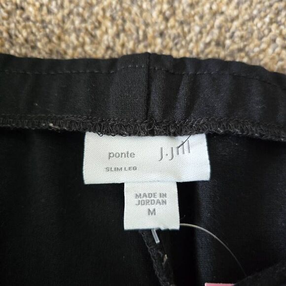 J. Jill Ponte Pants Women's Size Medium Black Stretch Elastic Waist Slim Leg Leg - Picture 3 of 5